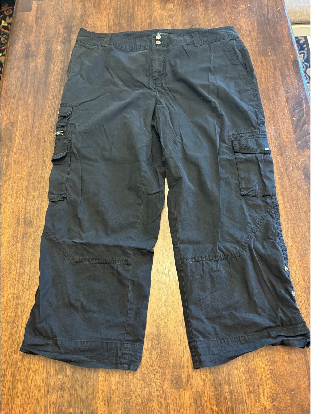 Lauren Ralph Lauren Black Cargo Crop Pants Women's 16W Gorpcore Utility Capris